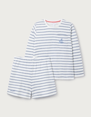 Organic Cotton Blend Relaxed Fit Sleepy Stripe Shortie Pyjamas (2–12yrs)
