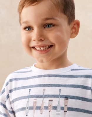 Organic Cotton Blend Relaxed Fit Stripe Paddle Pyjamas (2–12yrs)