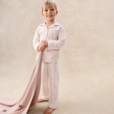 Organic Cotton Blend Relaxed Fit Traditional Stripe & Heart Pyjamas (2–12yrs)