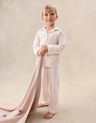 Organic Cotton Blend Relaxed Fit Traditional Stripe & Heart Pyjamas (2–12yrs)