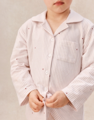 Organic Cotton Blend Relaxed Fit Traditional Stripe & Heart Pyjamas (2–12yrs)