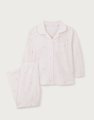 Organic Cotton Blend Relaxed Fit Traditional Stripe & Heart Pyjamas (2–12yrs)
