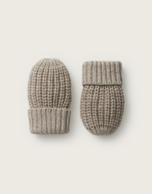 Organic Cotton Blend Ribbed Mittens (0–4yrs)