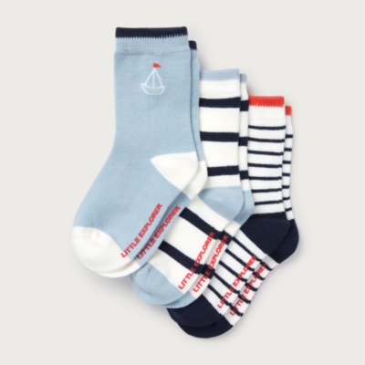 Organic Cotton Blend Sail Away Socks — Set of 3 (0–4yrs)