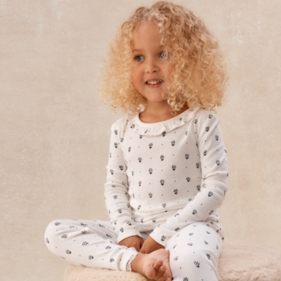 Organic Cotton Blend Skinny Fit Daisy Block Print Pyjamas (2–12yrs)