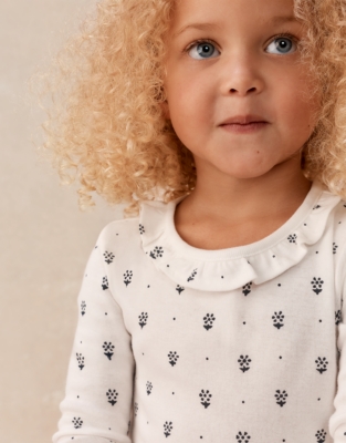 Organic Cotton Blend Skinny Fit Daisy Block Print Pyjamas (2–12yrs)