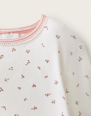 Organic Cotton Blend Slim Fit Berry Floral Pyjamas (1–12yrs)
