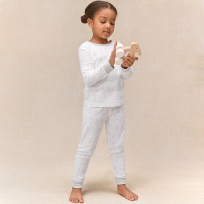 Organic Cotton Blend Slim Fit Bunny Outline Pyjamas (2–12yrs)