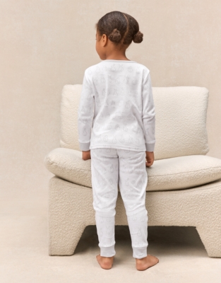 Organic Cotton Blend Slim Fit Bunny Outline Pyjamas (2–12yrs)