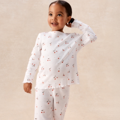Organic Cotton Blend Slim Fit Cherry Print Pyjamas (2–12yrs)