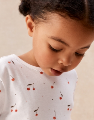 Organic Cotton Blend Slim Fit Cherry Print Pyjamas (2–12yrs)