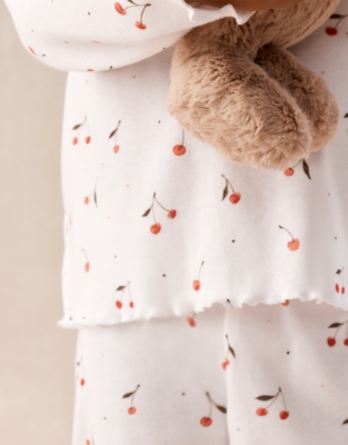Organic Cotton Blend Slim Fit Cherry Print Pyjamas (2–12yrs)