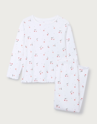 Organic Cotton Blend Slim Fit Cherry Print Pyjamas (2–12yrs)