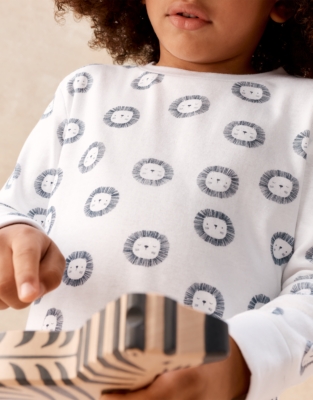 Organic Cotton Blend Slim Fit Lion Print Pyjamas (2–12yrs)