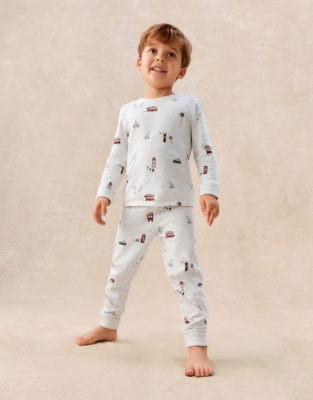 Organic Cotton Blend Slim Fit London The Zoo Print Pyjamas (2–12yrs)