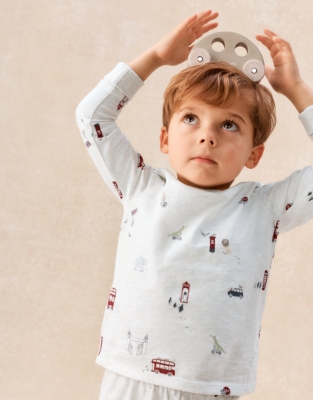 Organic Cotton Blend Slim Fit London The Zoo Print Pyjamas (2–12yrs)
