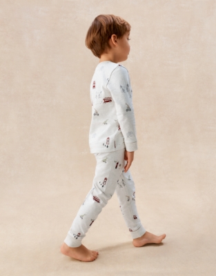 Organic Cotton Blend Slim Fit London The Zoo Print Pyjamas (2–12yrs)