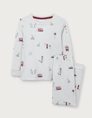 Organic Cotton Blend Slim Fit London The Zoo Print Pyjamas (2–12yrs)