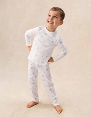 Organic Cotton Blend Slim Fit Turtle Print Pyjamas (2–12yrs)