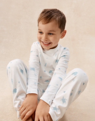Organic Cotton Blend Slim Fit Turtle Print Pyjamas (2–12yrs)