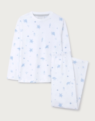 Organic Cotton Blend Slim Fit Turtle Print Pyjamas (2–12yrs)