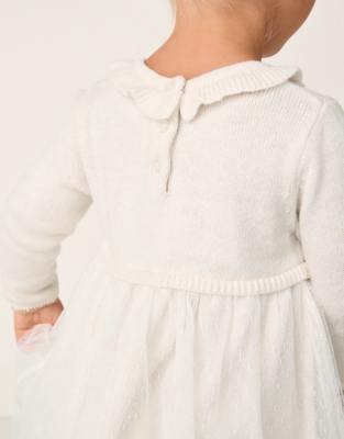 Organic Cotton Blend Snowflake Knit & Tulle Dress (0–4yrs)