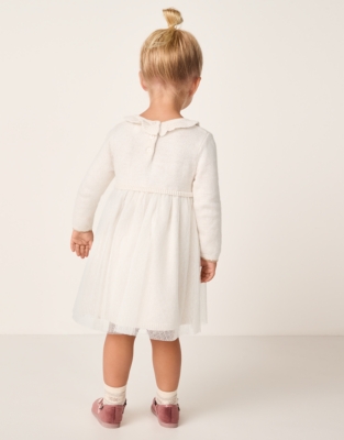 Organic Cotton Blend Snowflake Knit & Tulle Dress (0–4yrs)