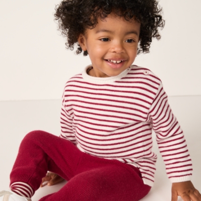 Organic Cotton Blend Stripe Jumper & Rib Leggings Set (0–2yrs)