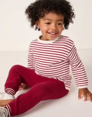 Organic Cotton Blend Stripe Jumper & Rib Leggings Set (0–2yrs)