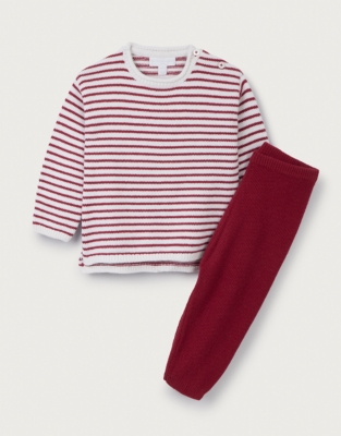 Organic Cotton Blend Stripe Jumper & Rib Leggings Set (0–2yrs)