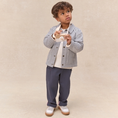 Organic Cotton Blend Stripe Shirt Top & Trousers Set (0–4yrs)