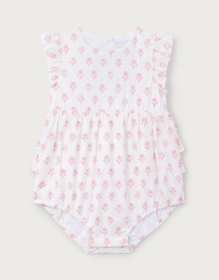 Organic Cotton Block Print Ruffles Bubble (0–24mths)