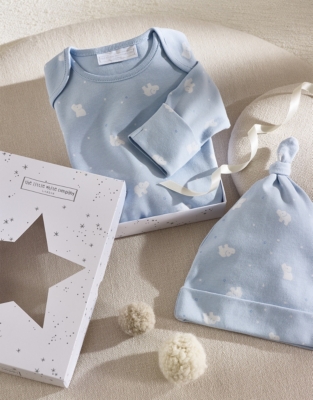 Organic Cotton Blue Elephant New Arrival Gift Set  (0–6mths)