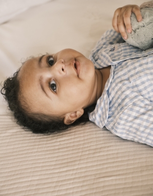 Organic Cotton Blue Gingham Embroidered Shortie (0–24mths)