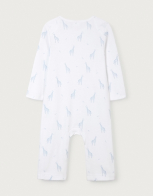 Organic Cotton Blue Giraffe Print Sleepsuit (0–24mths)