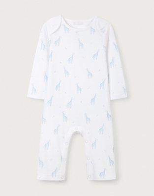 Organic Cotton Blue Giraffe Print Sleepsuit (0–24mths)