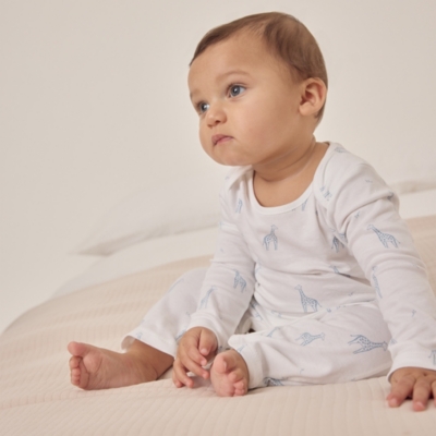 Organic Cotton Blue Giraffe Print Sleepsuit (0–24mths)