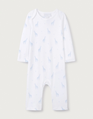 Organic Cotton Blue Giraffe Print Sleepsuit (0–24mths)