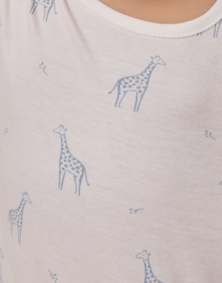 Organic Cotton Blue Giraffe Print Sleepsuit (0–24mths)