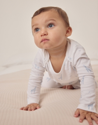 Organic Cotton Blue Giraffe Print Sleepsuit (0–24mths)