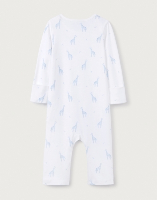 Organic Cotton Blue Giraffe Print Sleepsuit (0–24mths)