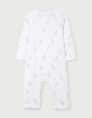 Organic Cotton Blue Giraffe Print Sleepsuit (0–9mths)