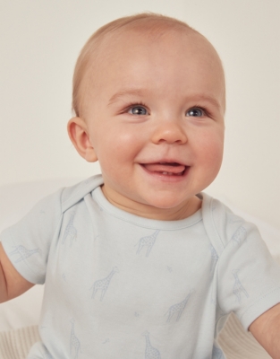 Organic Cotton Blue Giraffe Shortie (0–24mths)