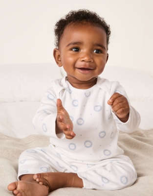 Organic Cotton Blue Lion Sleepsuit (0–24mths)