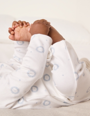 Organic Cotton Blue Lion Sleepsuit (0–24mths)