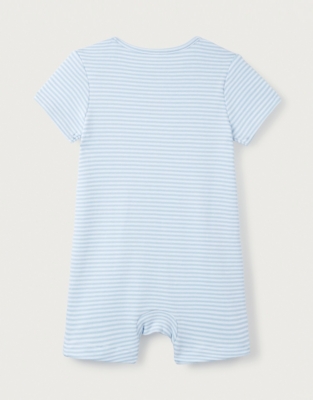 Organic Cotton Blue Stripe Ice Cream Appliqué Shortie (0–24mths)