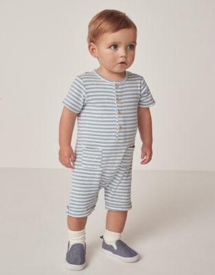 Organic Cotton Blue Stripe Jersey Romper (0–24mths)