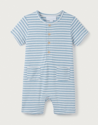 Organic Cotton Blue Stripe Jersey Romper (0–24mths)