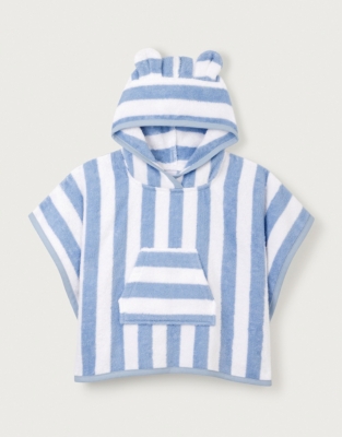 Organic Cotton Blue Stripe Toweling Hoodie