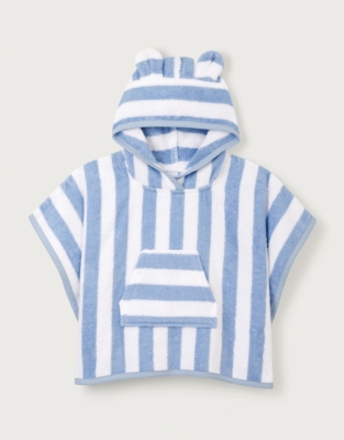 Organic Cotton Blue Stripe Towelling Hoodie (0–6yrs)